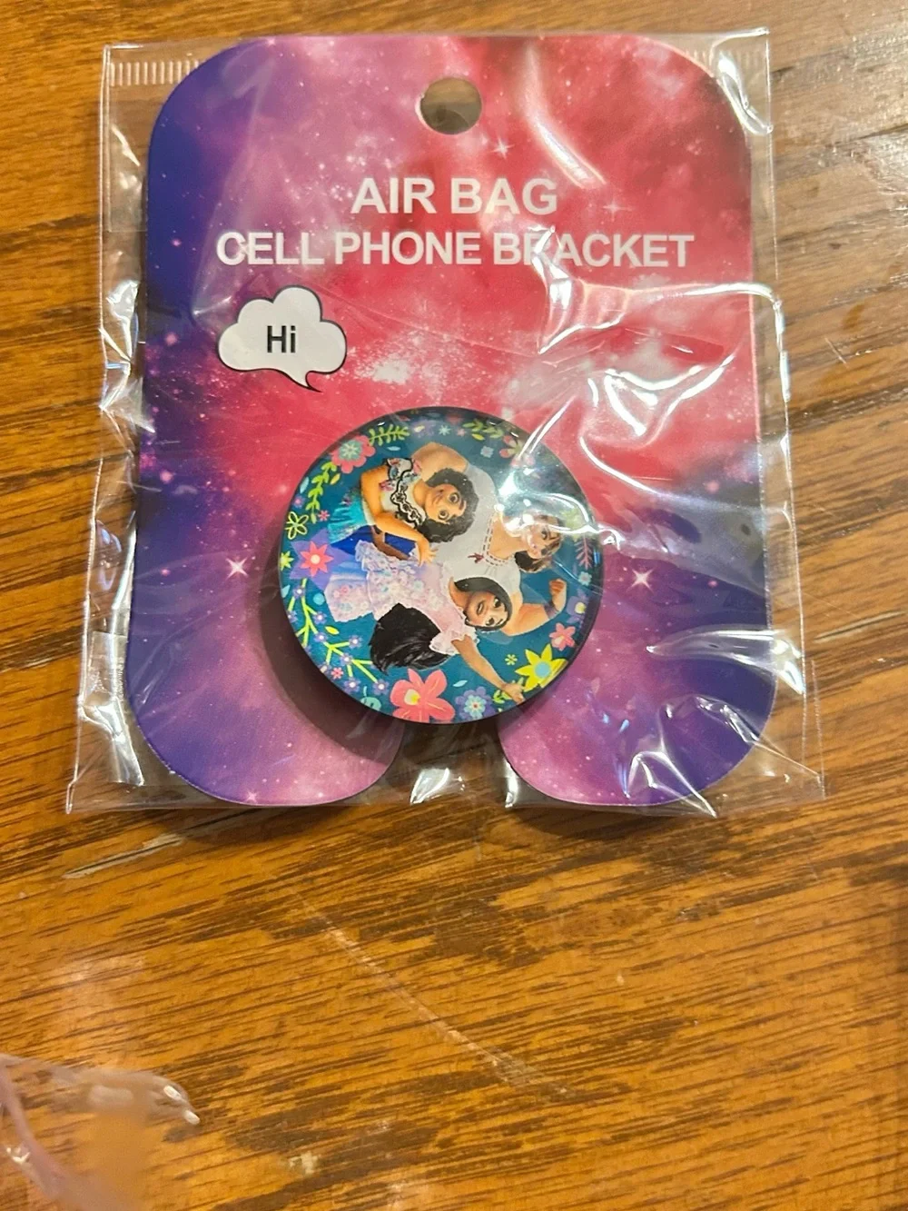 Air Bag Cell Phone Bracket – Purple Floral Character Pop Socket